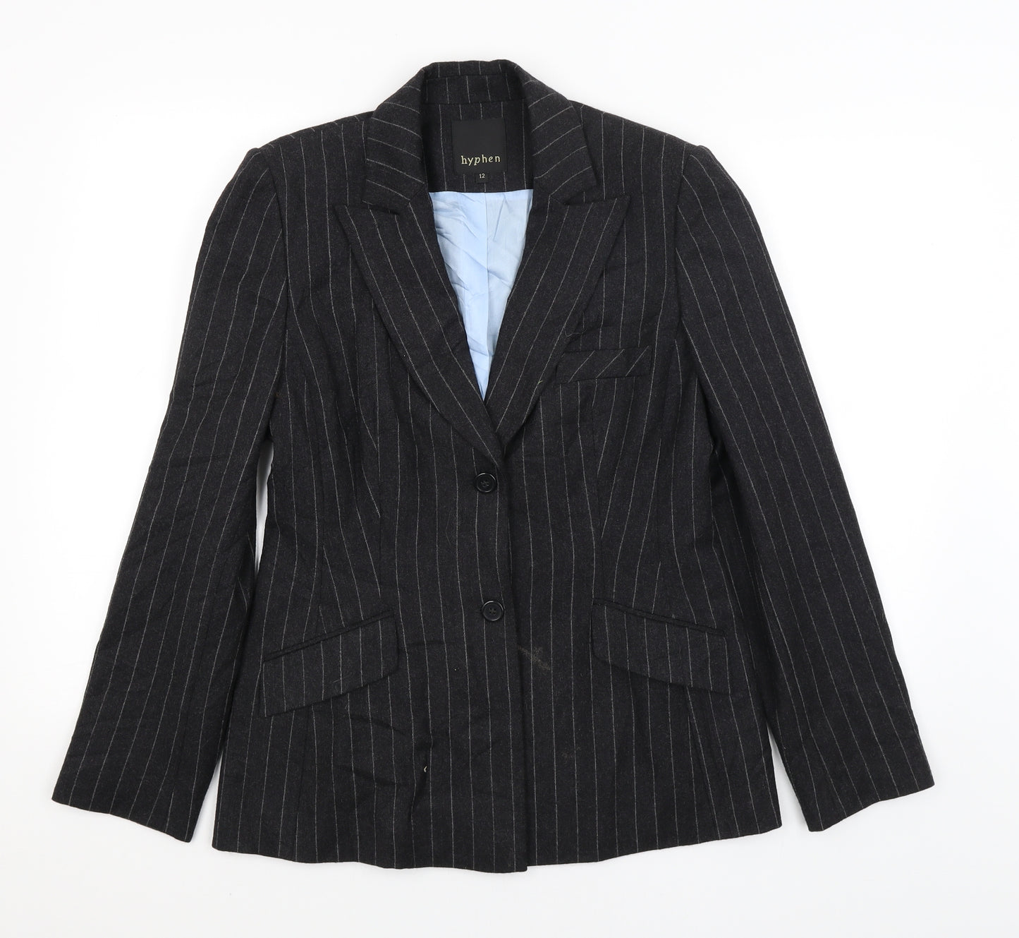 Hyphen Womens Grey Striped  Jacket Blazer Size 12