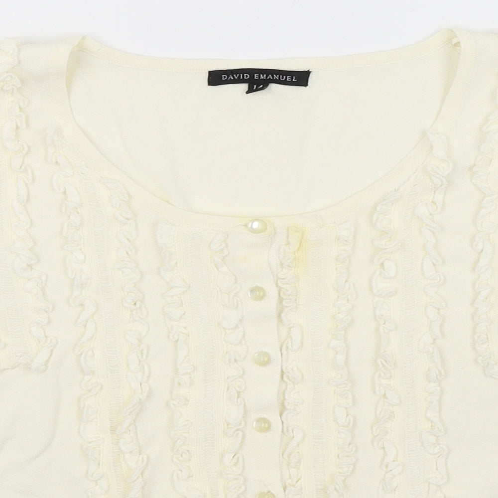 David Emanuel Womens Ivory   Cardigan Jumper Size 14