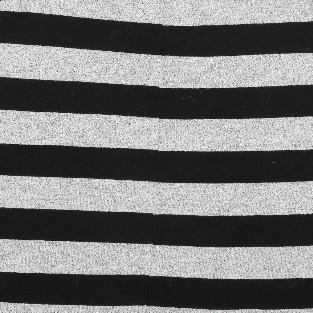 Peacocks Womens Black Striped  Basic T-Shirt Size 12