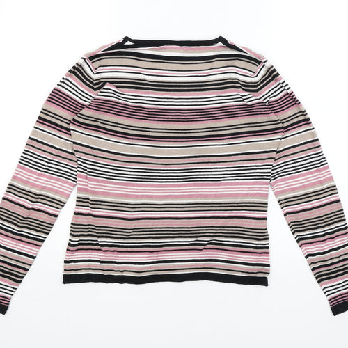 NEXT Womens Black Striped  Basic T-Shirt Size 14