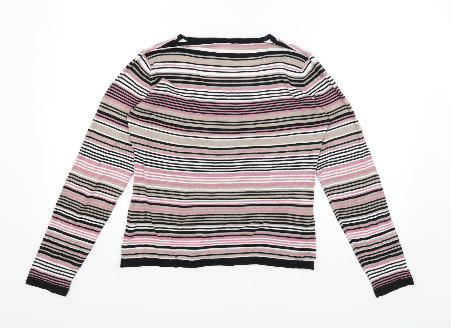 NEXT Womens Black Striped  Basic T-Shirt Size 14