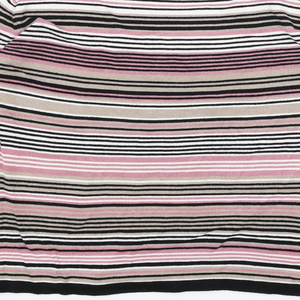 NEXT Womens Black Striped  Basic T-Shirt Size 14
