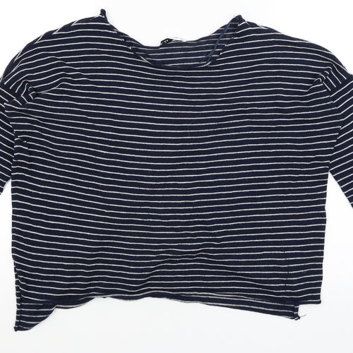 Zara Knit Womens Blue Striped  Basic T-Shirt Size M