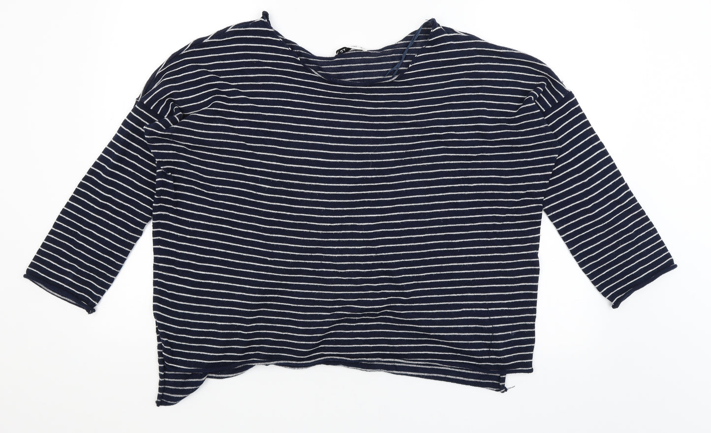 Zara Knit Womens Blue Striped  Basic T-Shirt Size M
