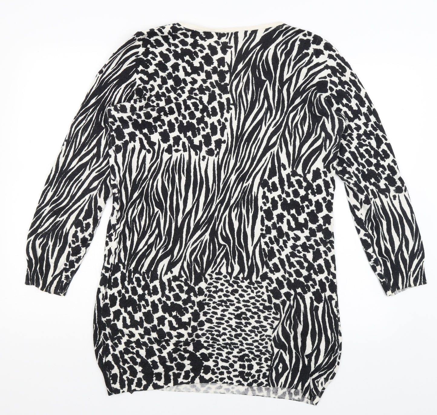 George Womens Black Animal Print  Basic T-Shirt Size 16