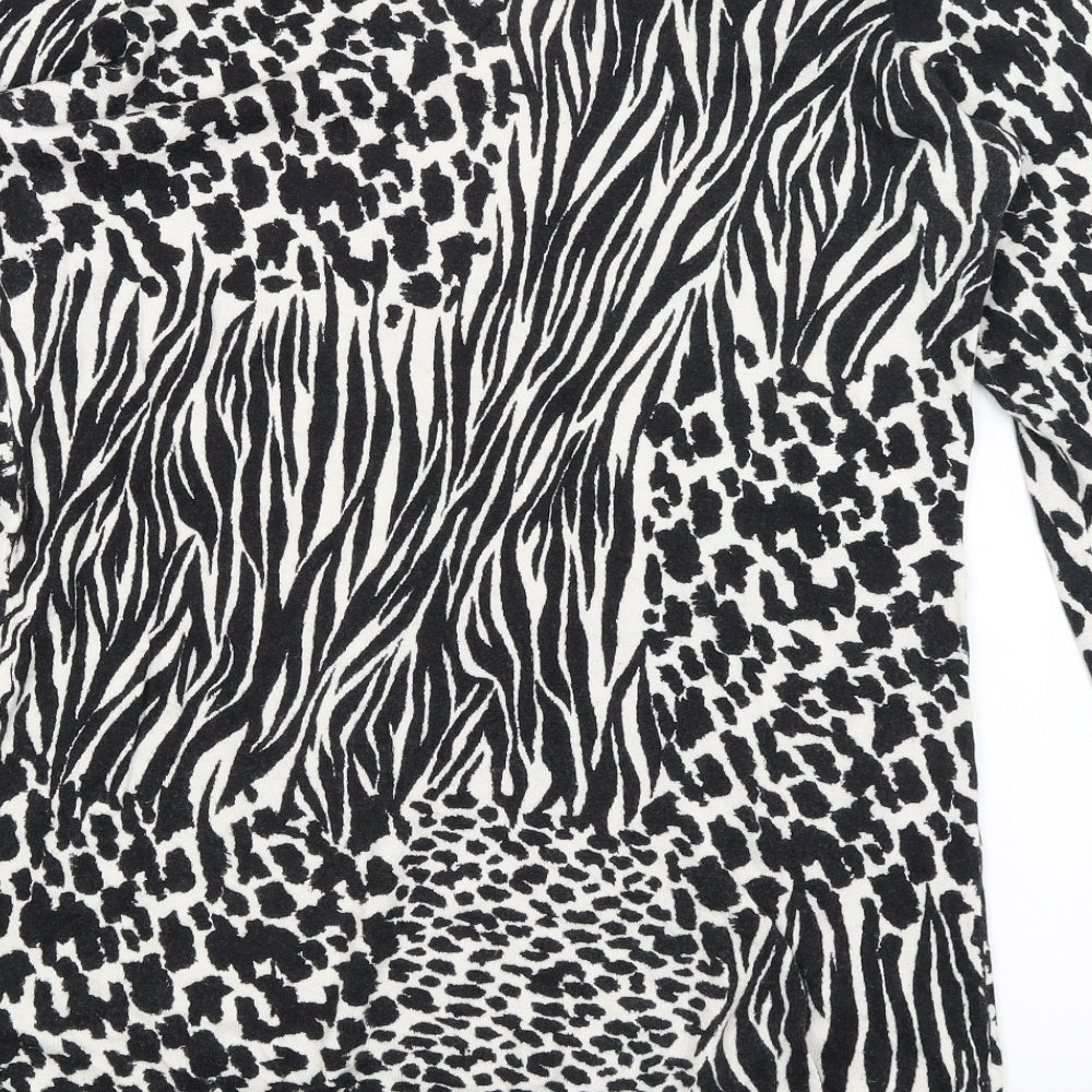 George Womens Black Animal Print  Basic T-Shirt Size 16