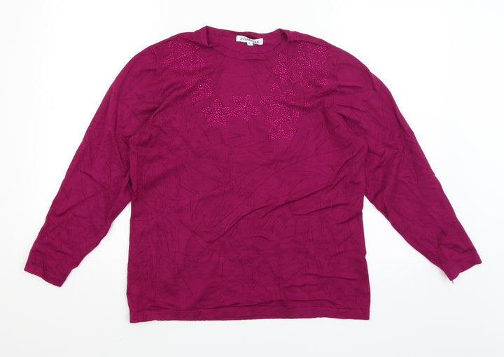 Annabelle Womens Purple Basic T-Shirt Size L