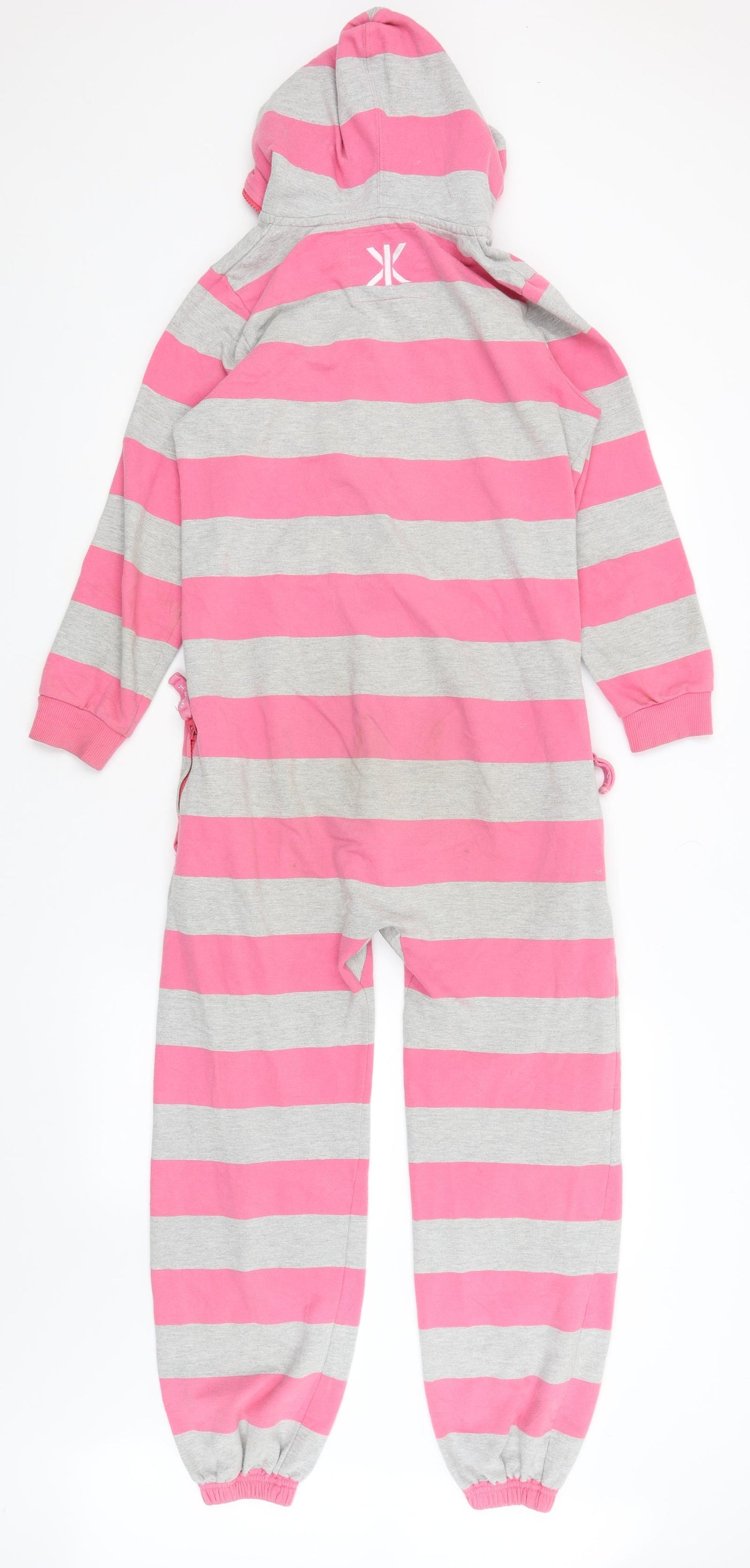 One Piece Girls Pink Striped  Top One Piece Size 10-11 Years