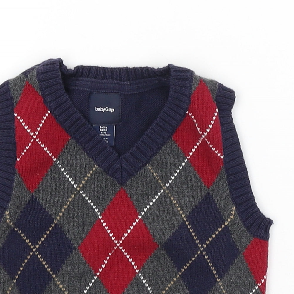 Baby Gap Baby Blue Argyle/Diamond  Pullover Jumper Size 9-12 Months