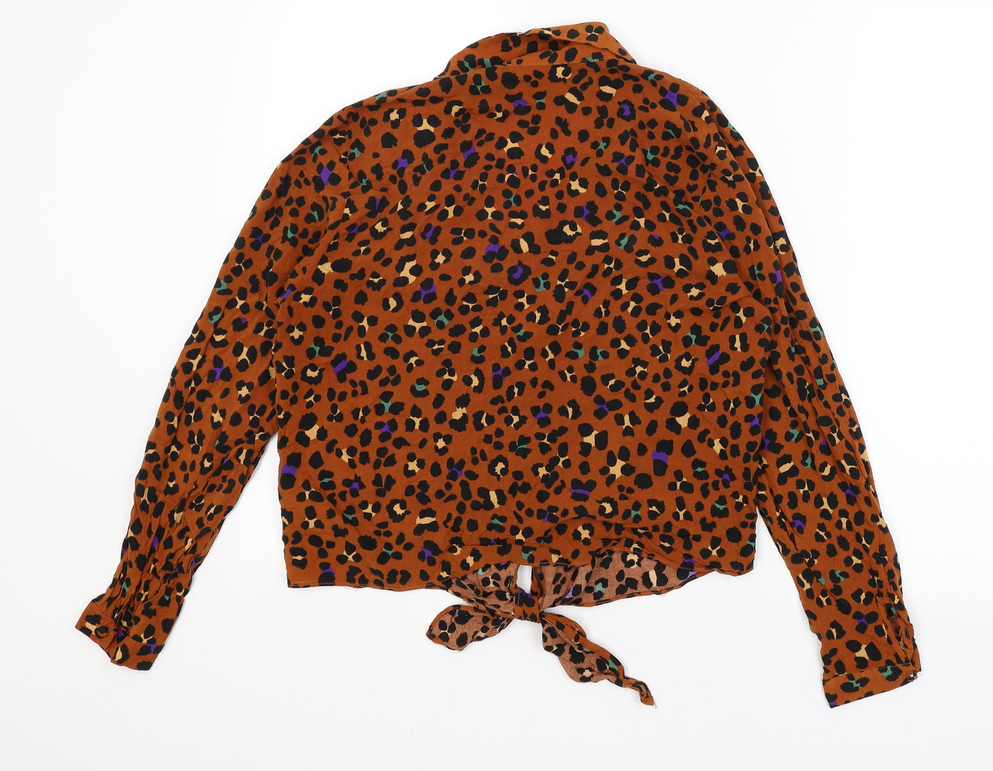 Primark Womens Orange Animal Print  Basic Button-Up Size 14