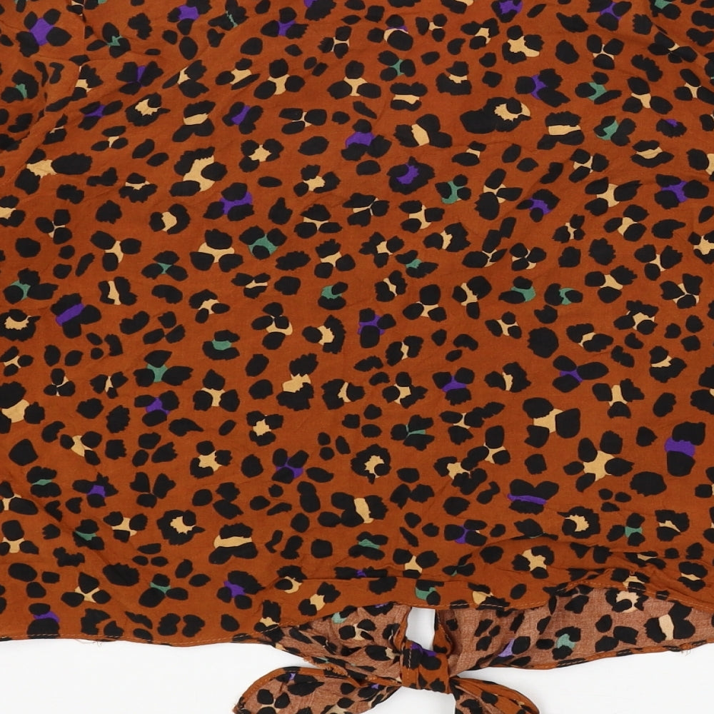 Primark Womens Orange Animal Print  Basic Button-Up Size 14