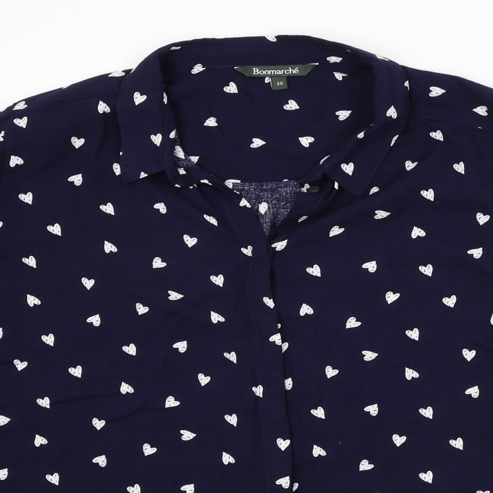 Bonmarche Womens Blue   Basic Button-Up Size 20  - Hearts