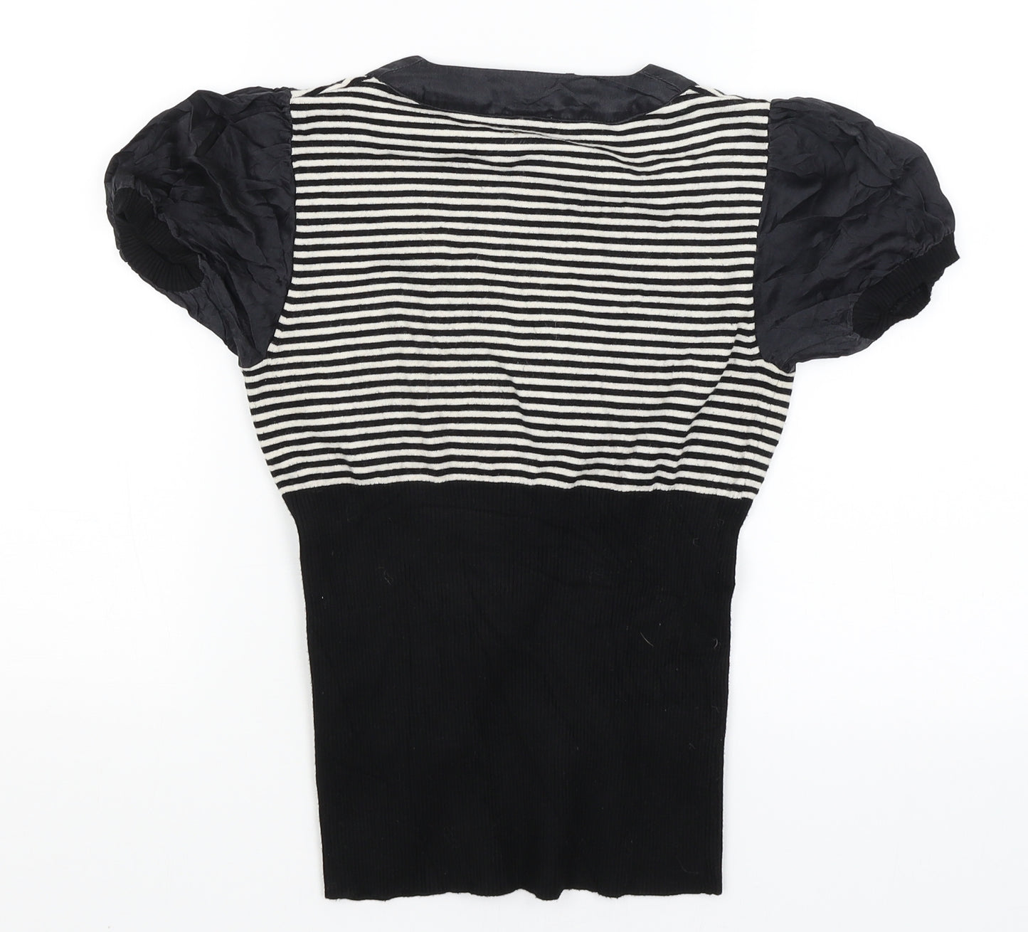 Karen Millen Womens Black Striped  Basic T-Shirt Size 6