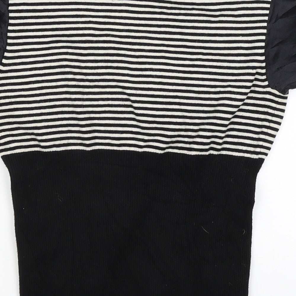 Karen Millen Womens Black Striped  Basic T-Shirt Size 6