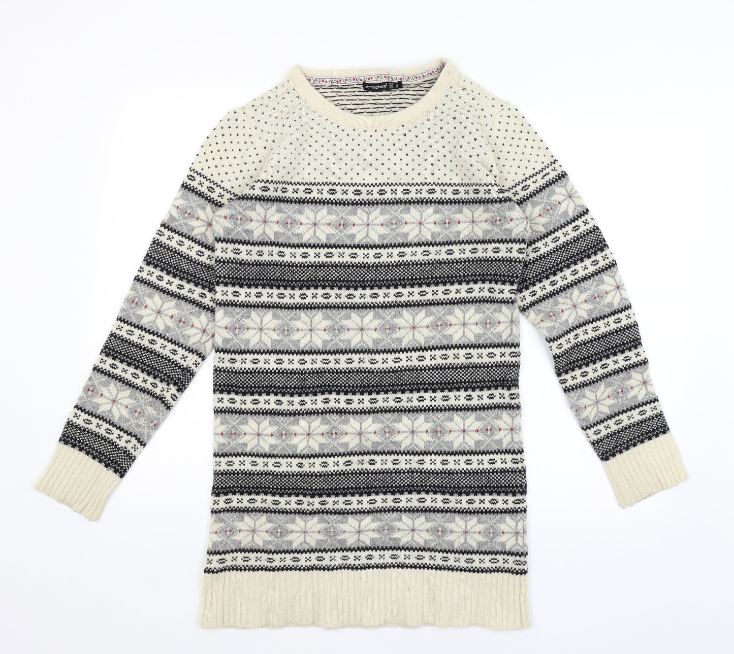 Atmosphere Womens Ivory Striped  Pullover Jumper Size 8  - Christmas