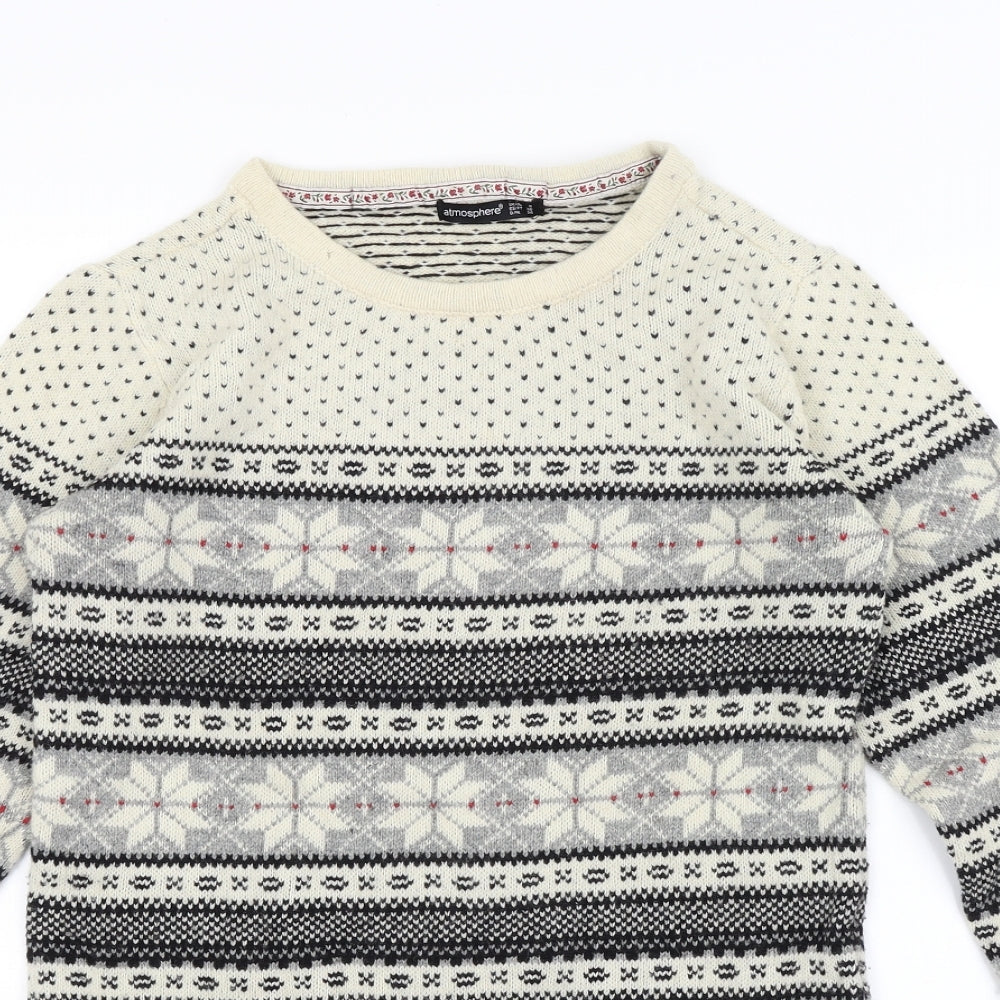 Atmosphere Womens Ivory Striped  Pullover Jumper Size 8  - Christmas