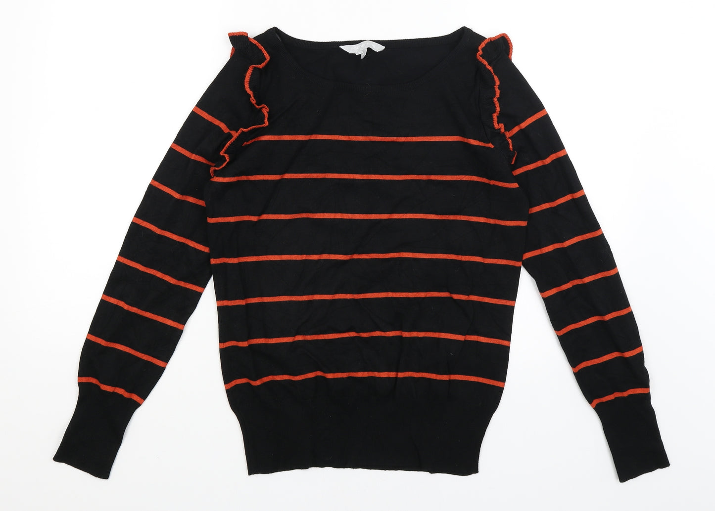 Red Herring Womens Black Striped  Basic T-Shirt Size 16