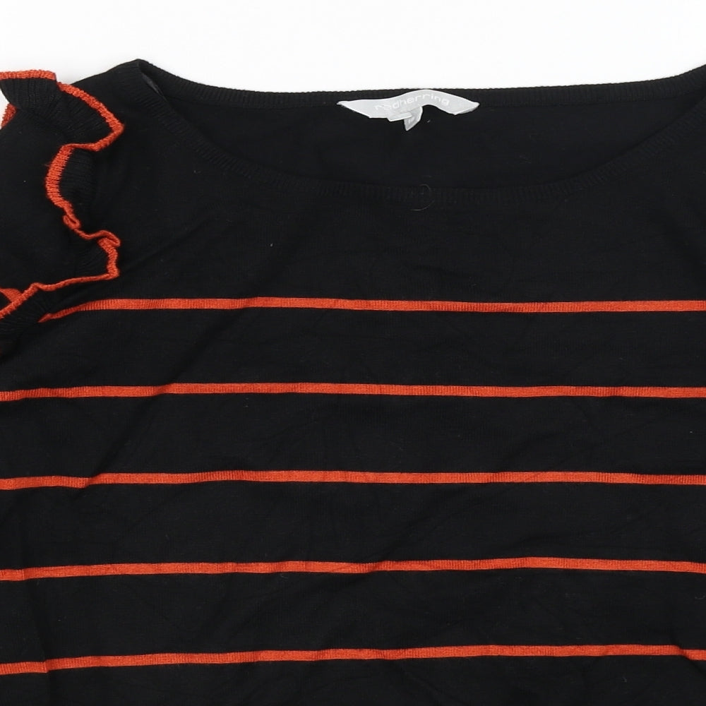 Red Herring Womens Black Striped  Basic T-Shirt Size 16