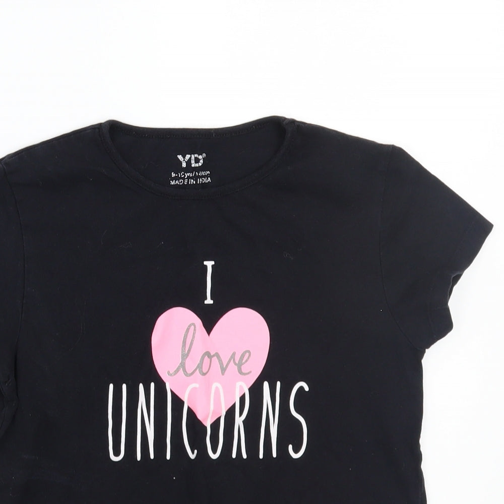 Young Dimension Girls Black   Basic T-Shirt Size 9-10 Years