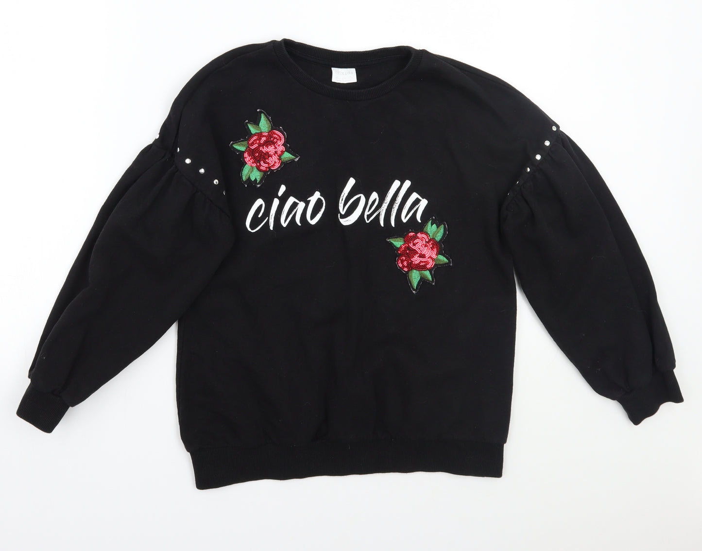 F&F Girls Black   Pullover Jumper Size 10-11 Years