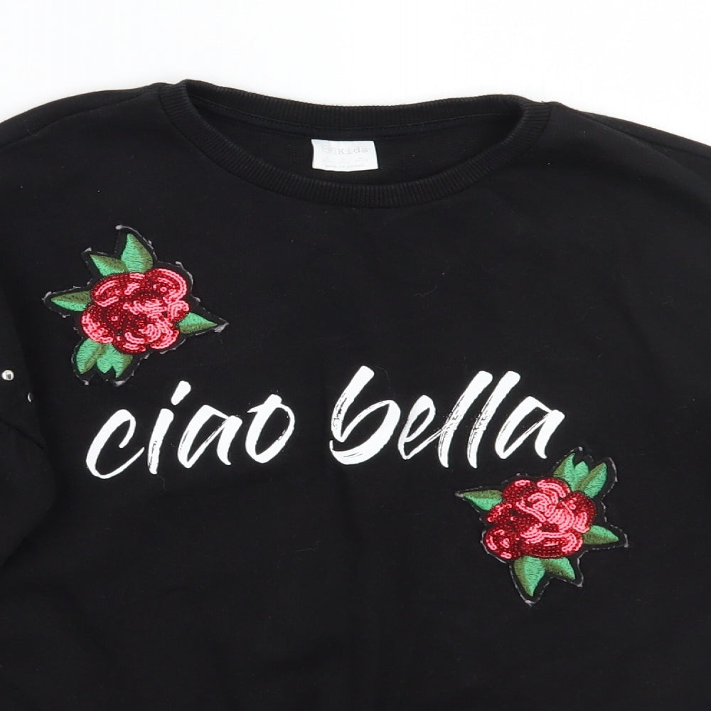 F&F Girls Black   Pullover Jumper Size 10-11 Years