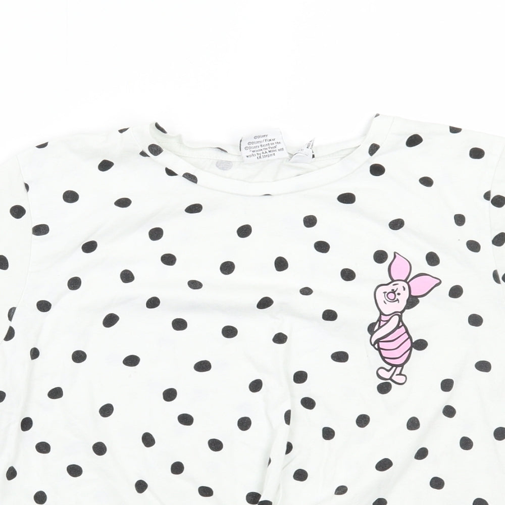 Dianey Womens White Polka Dot  Basic T-Shirt Size 12