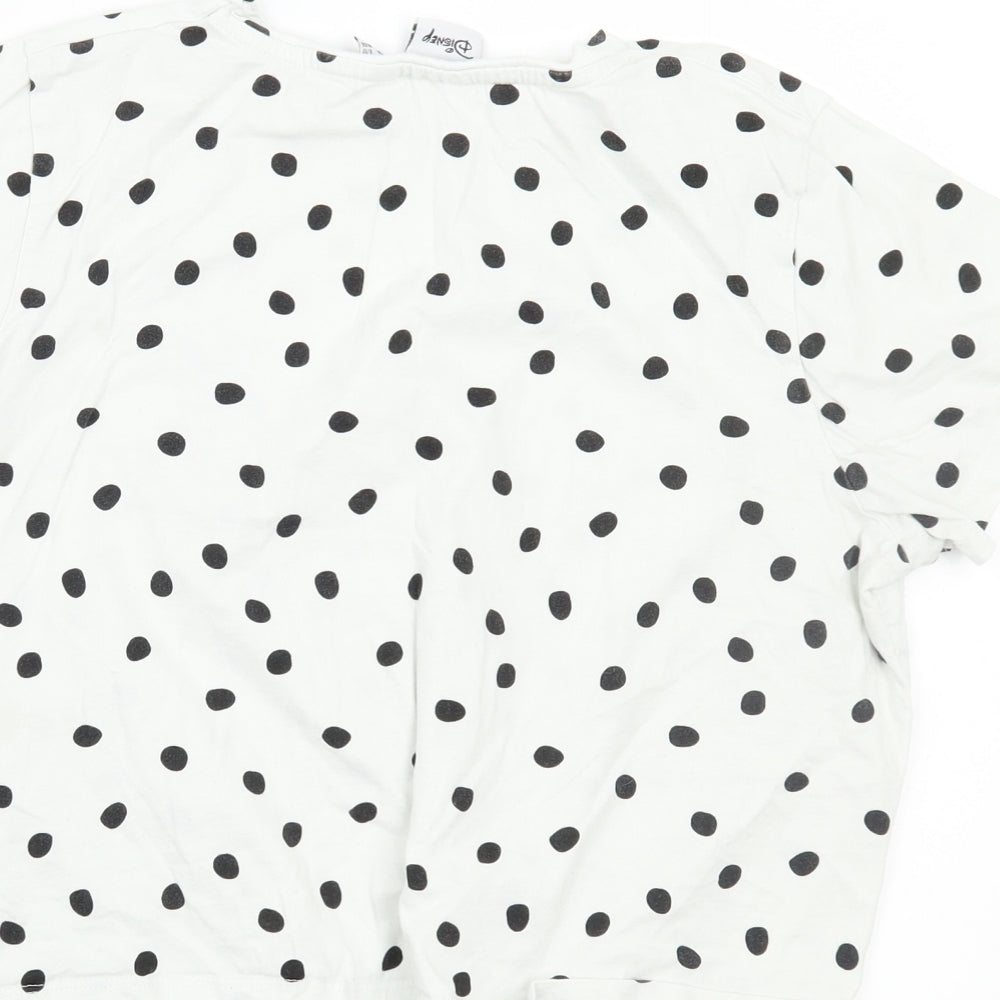 Dianey Womens White Polka Dot  Basic T-Shirt Size 12