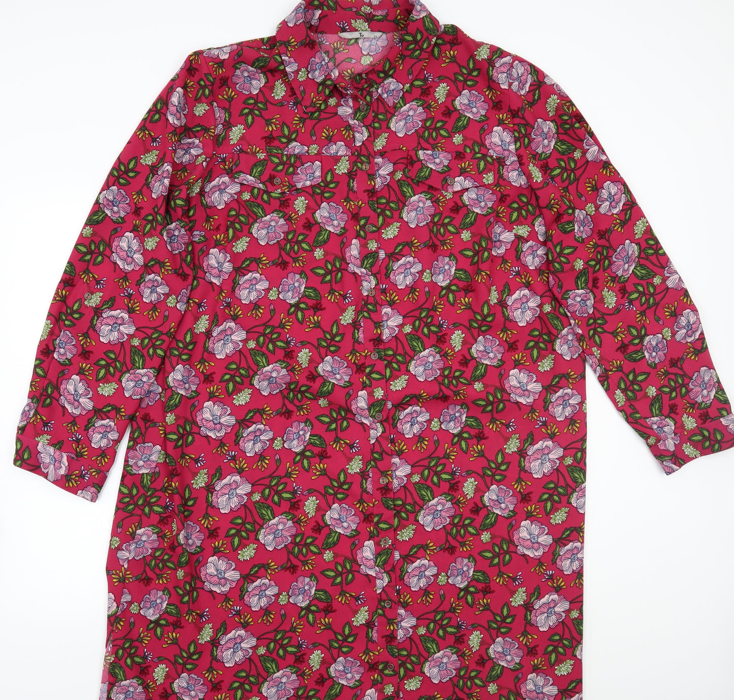 TU Womens Pink Floral  Basic Button-Up Size 22