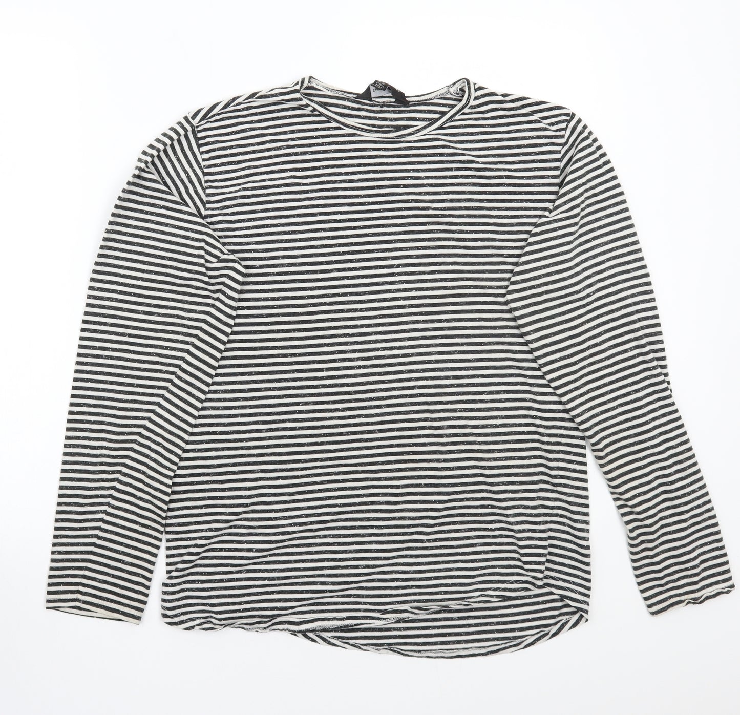 Cedar Wood State Womens White Striped  Basic T-Shirt Size M