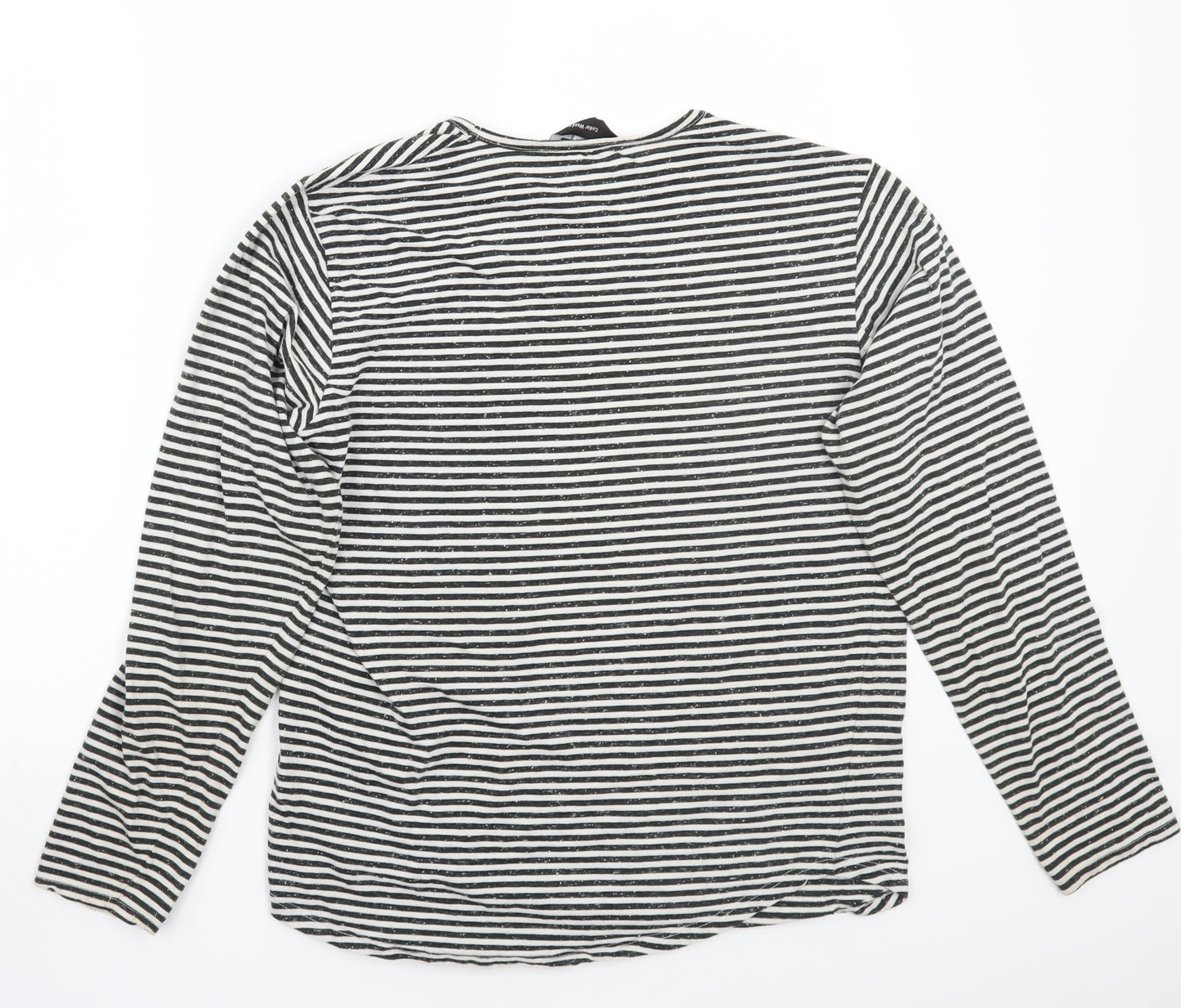 Cedar Wood State Womens White Striped  Basic T-Shirt Size M