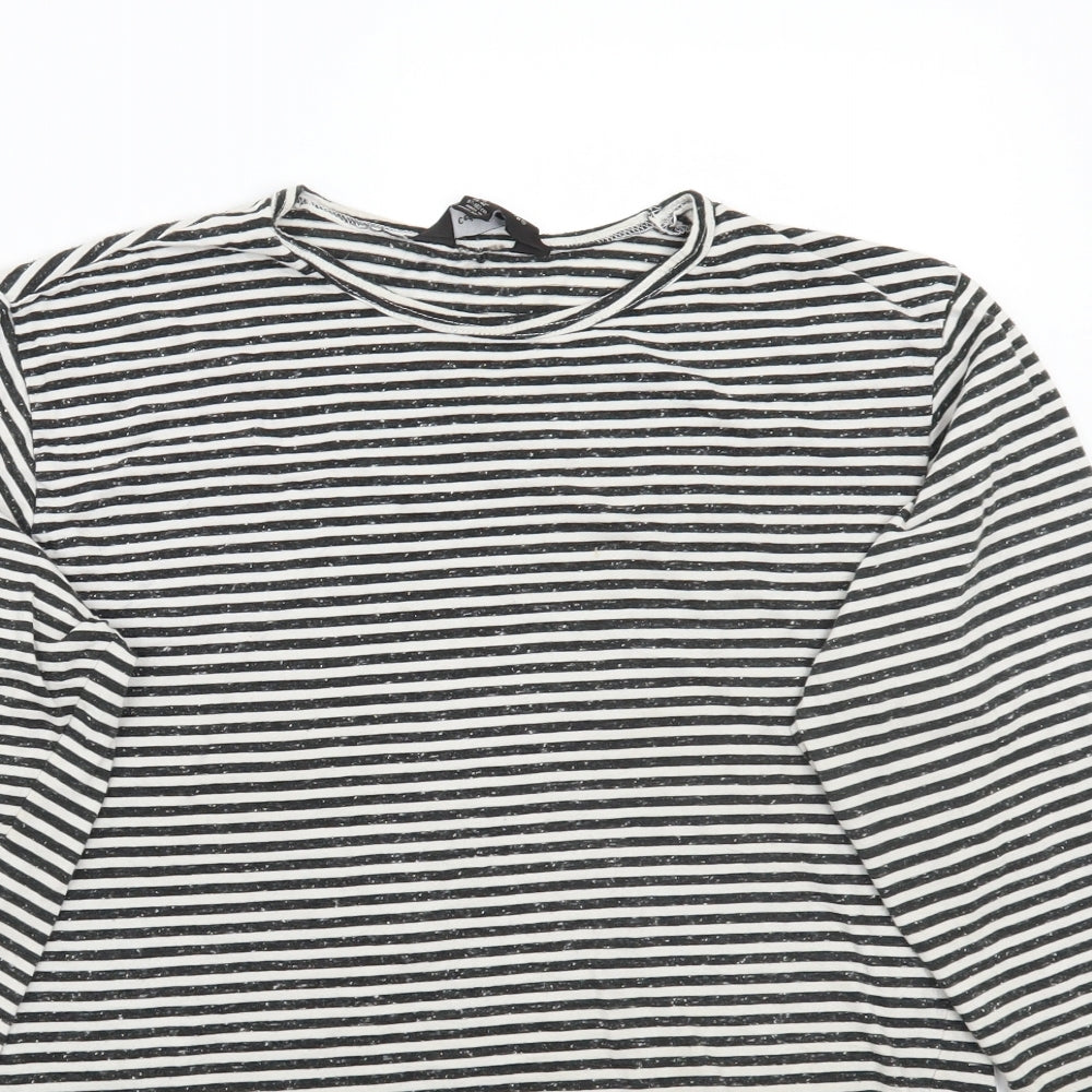 Cedar Wood State Womens White Striped  Basic T-Shirt Size M