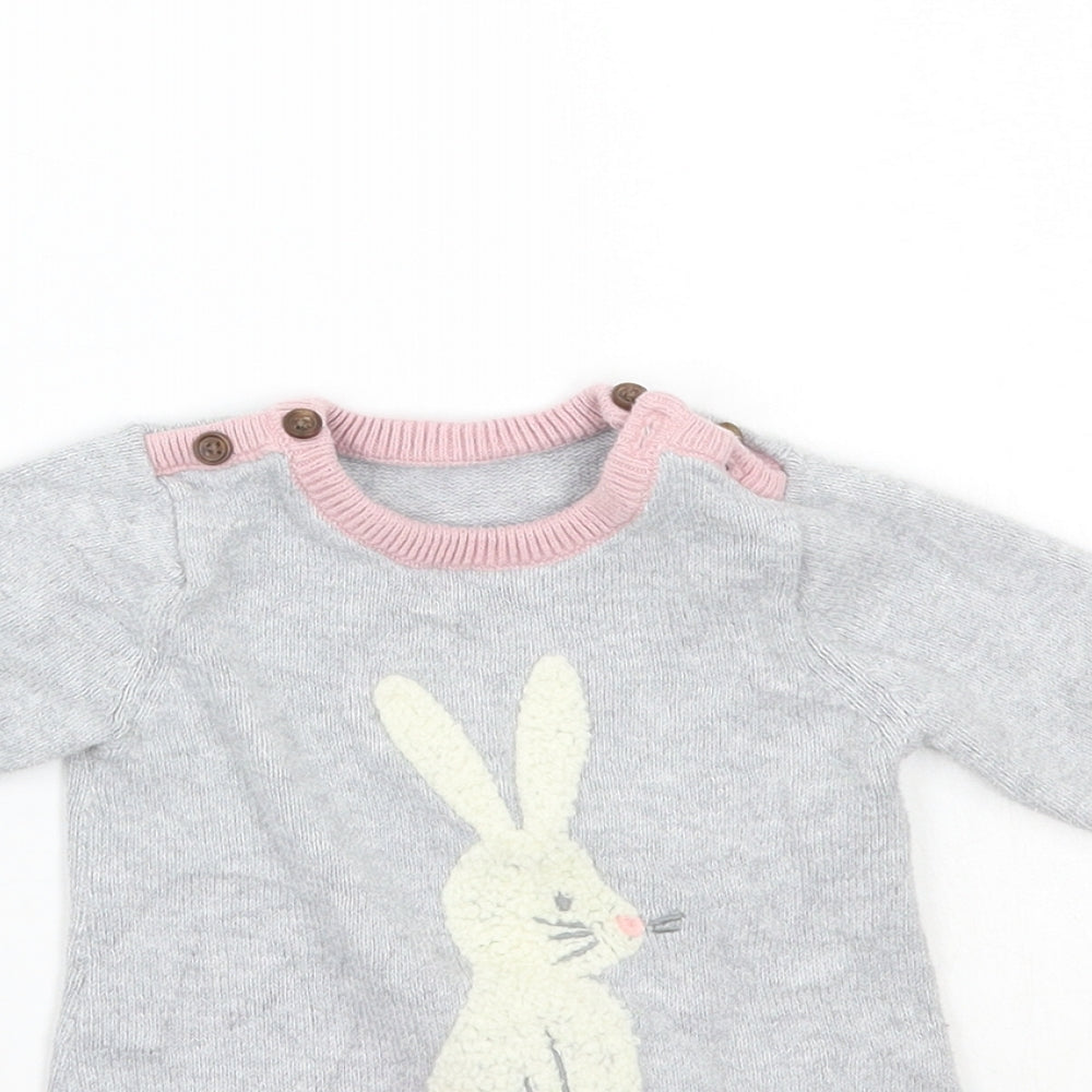 Marks and Spencer Girls Grey   Pullover Jumper Size 0-3 Months