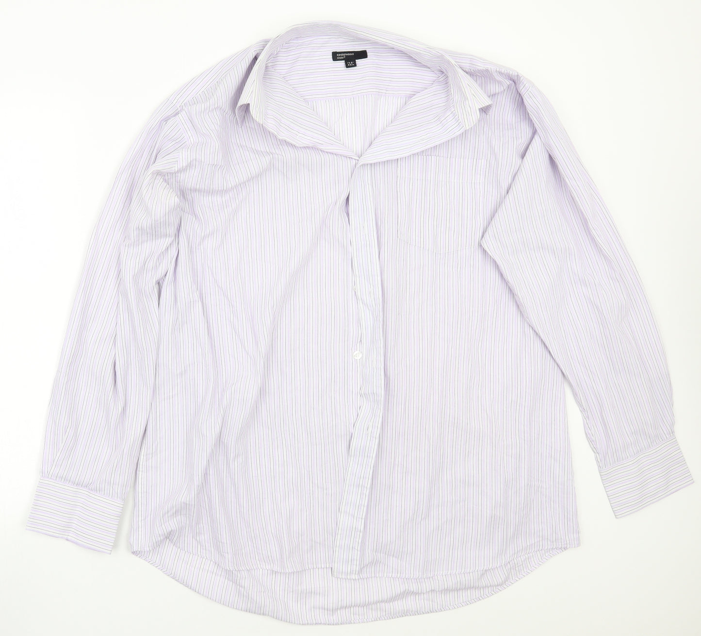 Cedar Wood State Mens White Striped   Button-Up Size 17.5