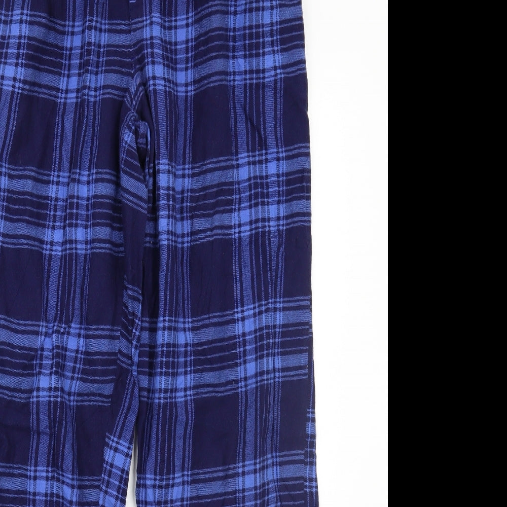 Marks and Spencer Mens Blue Check  Sweatpants Trousers Size L L28 in