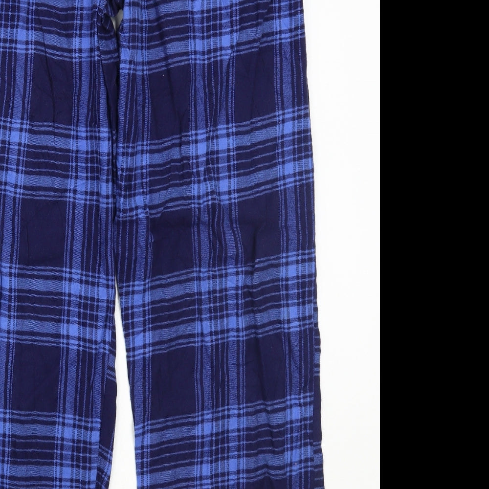 Marks and Spencer Mens Blue Check  Sweatpants Trousers Size L L28 in
