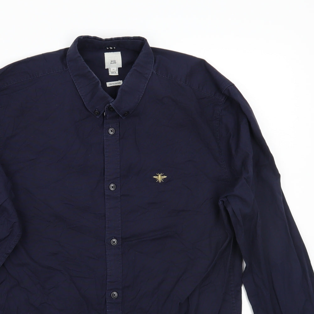 River Island Mens Blue    Button-Up Size M