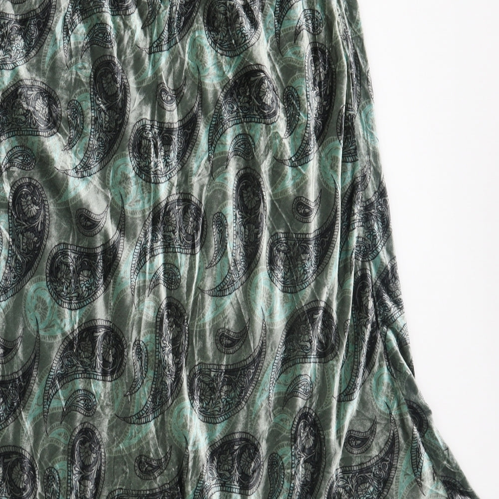 Patra Womens Green Paisley  A-Line Skirt Size M