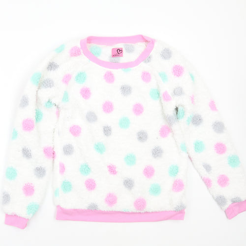 Adore Womens White Polka Dot  Top Pyjama Top Size S