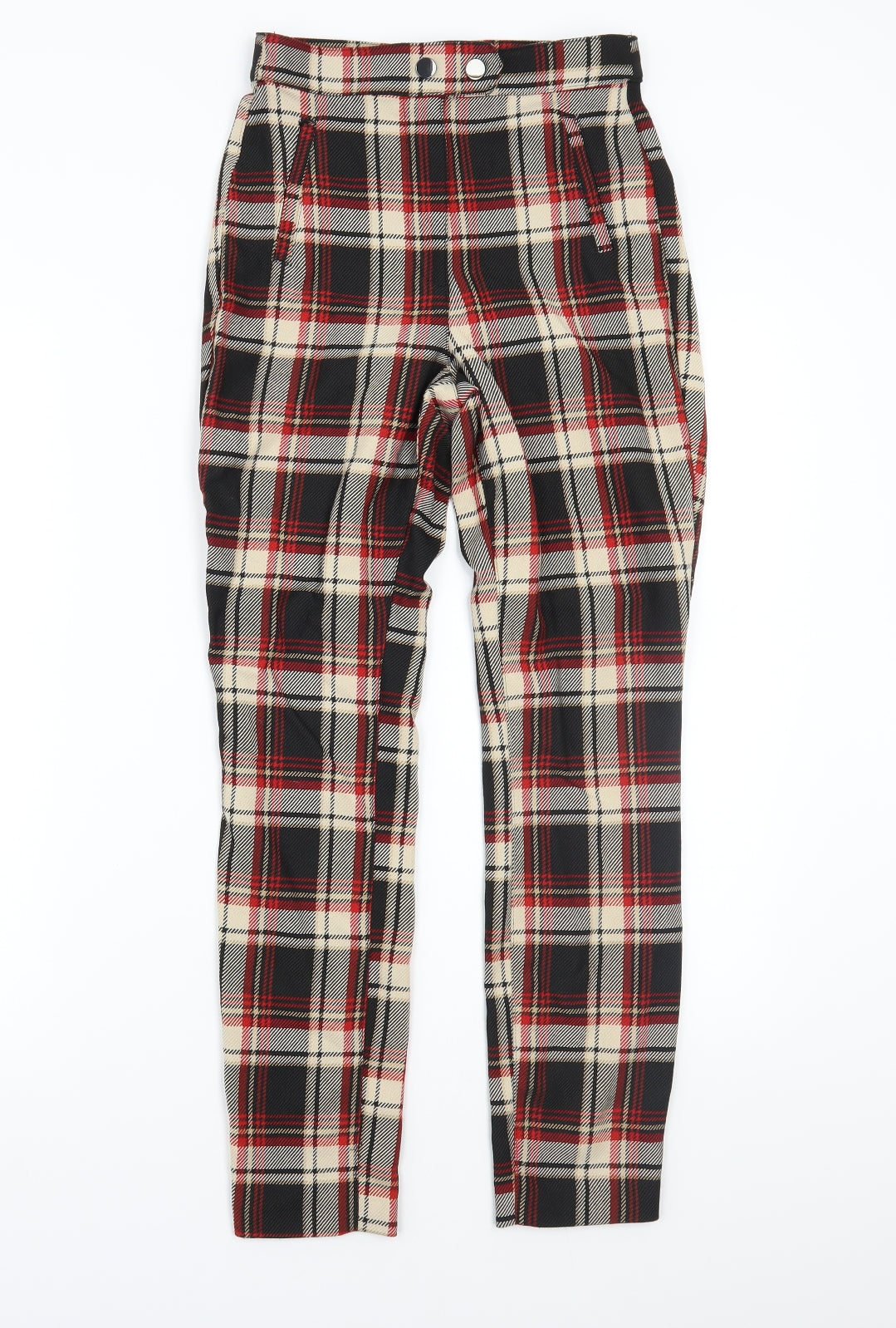 H&M Womens Black Check  Trousers  Size 6 L26 in