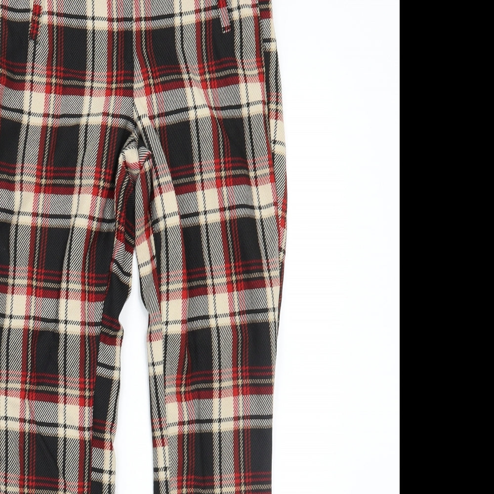 H&M Womens Black Check  Trousers  Size 6 L26 in
