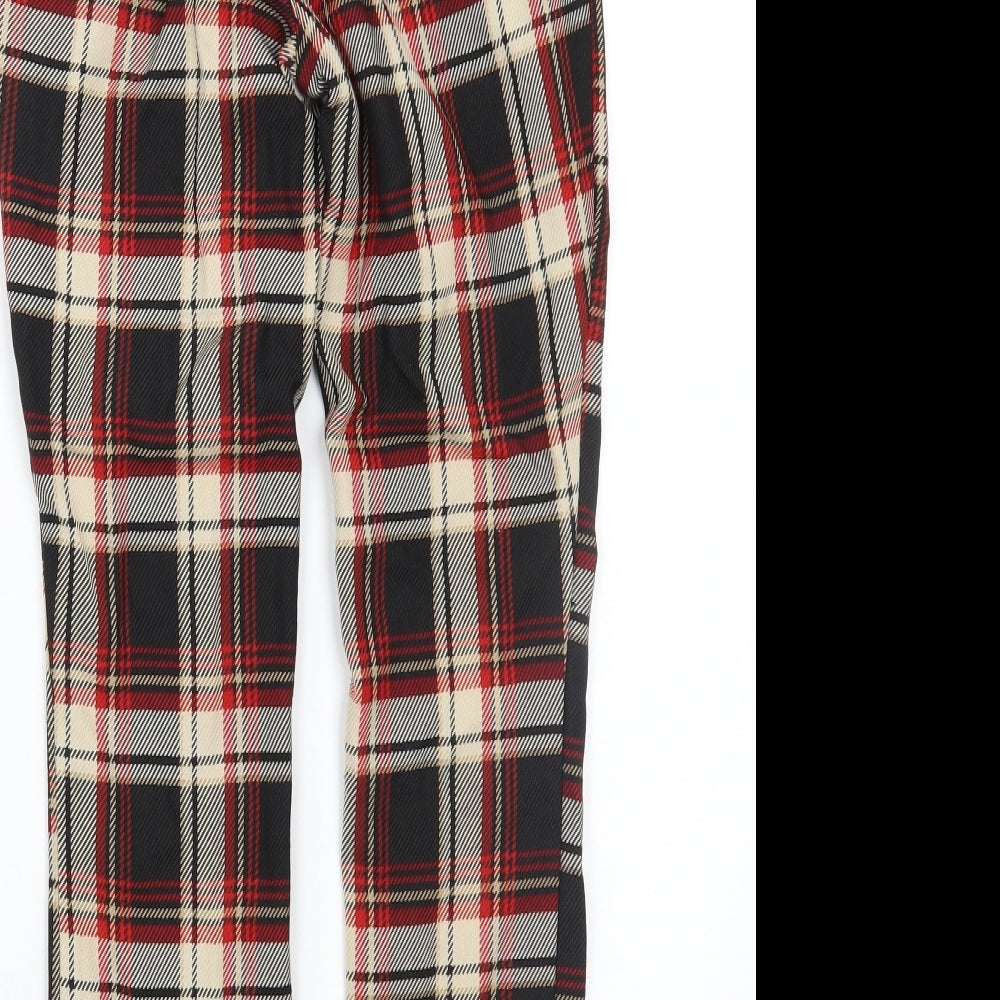 H&M Womens Black Check  Trousers  Size 6 L26 in
