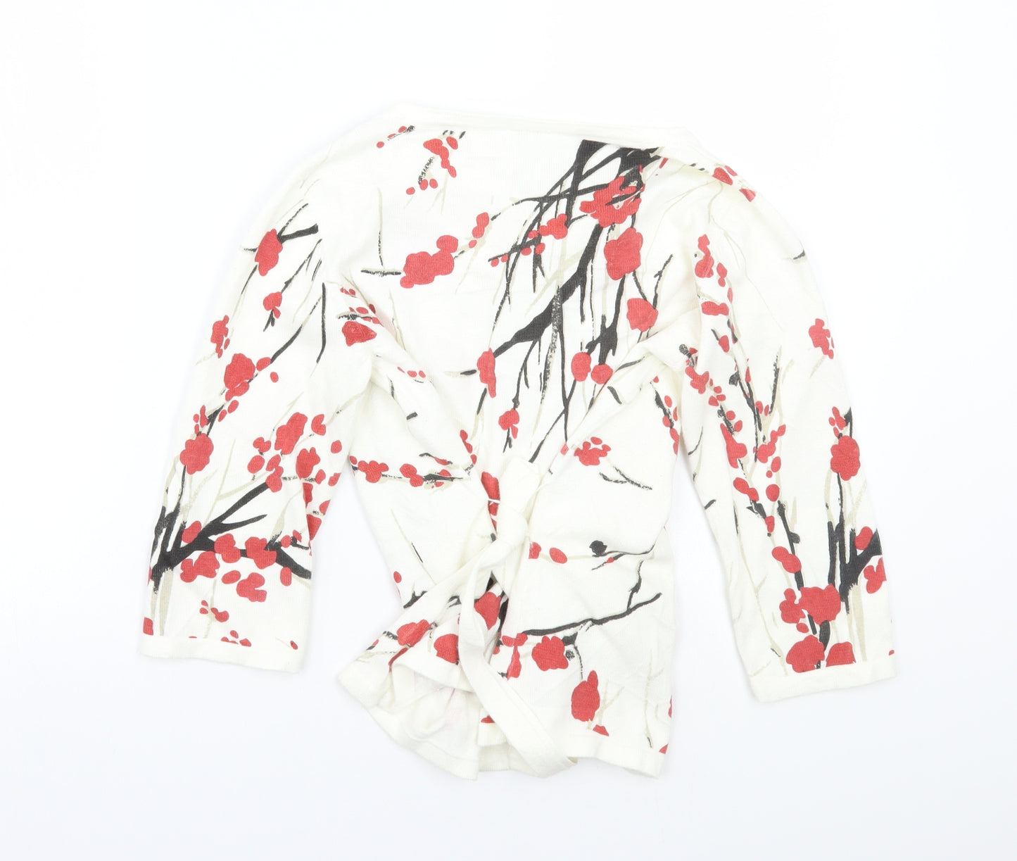 Minuet Womens White Floral  Cardigan Jumper Size 12