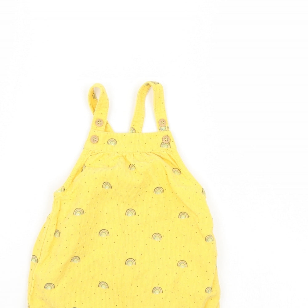 NEXT Girls Yellow Floral  Babygrow One-Piece Size 6-9 Months