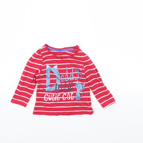 Mothercare Baby Pink Striped  Basic T-Shirt Size 6-9 Months