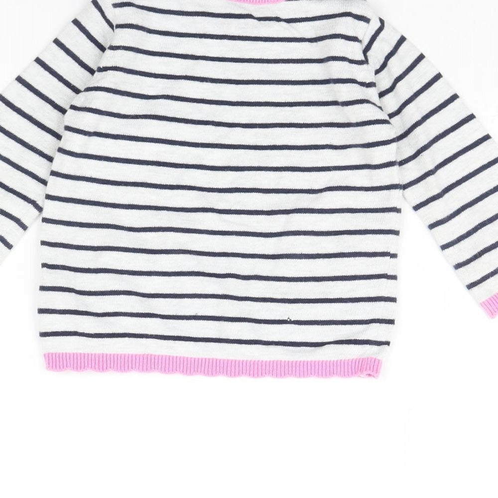 George Girls Grey Striped  Pullover Jumper Size 9-12 Months