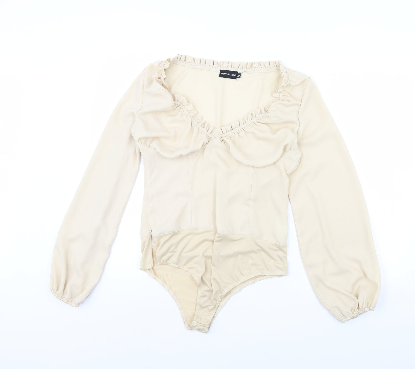 pretty little Thing Womens Ivory   Bodysuit One-Piece Size 12