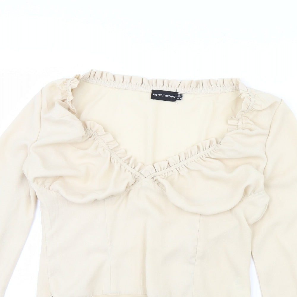 pretty little Thing Womens Ivory   Bodysuit One-Piece Size 12