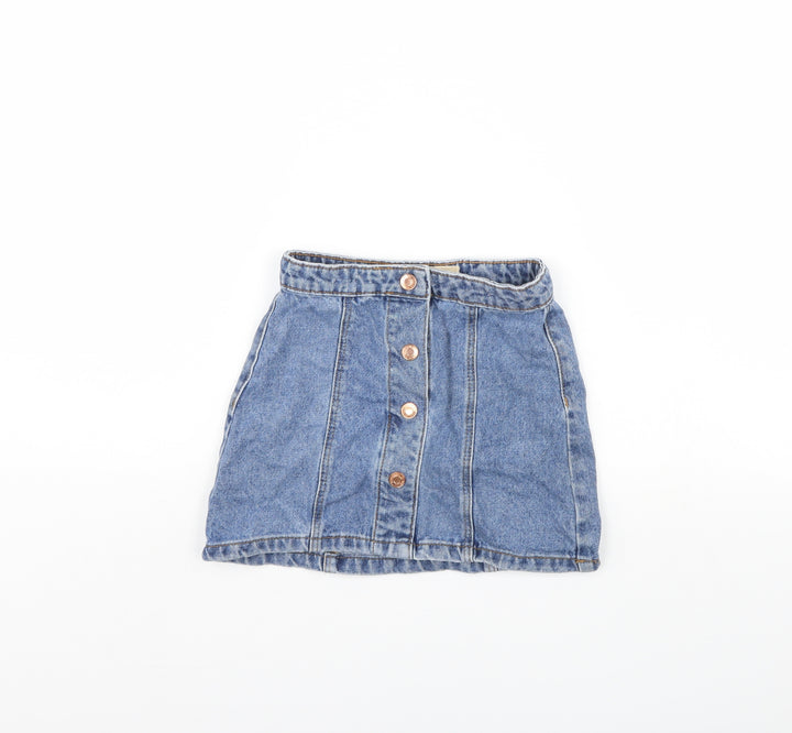 Preworn Girls Blue Denim Mini Set Size 6 Years
