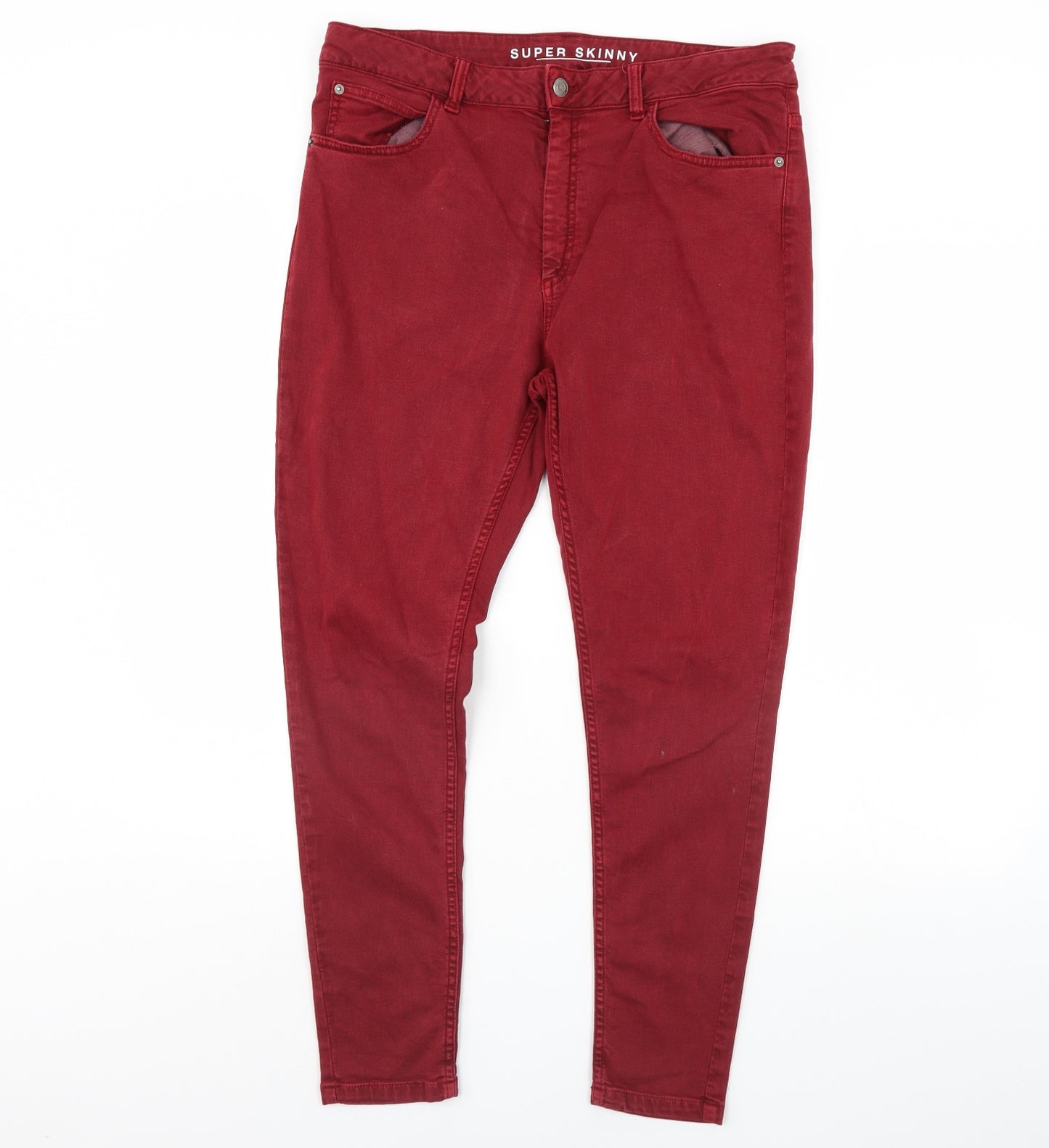m&s Womens Red   Jegging Jeans Size 16 L30 in