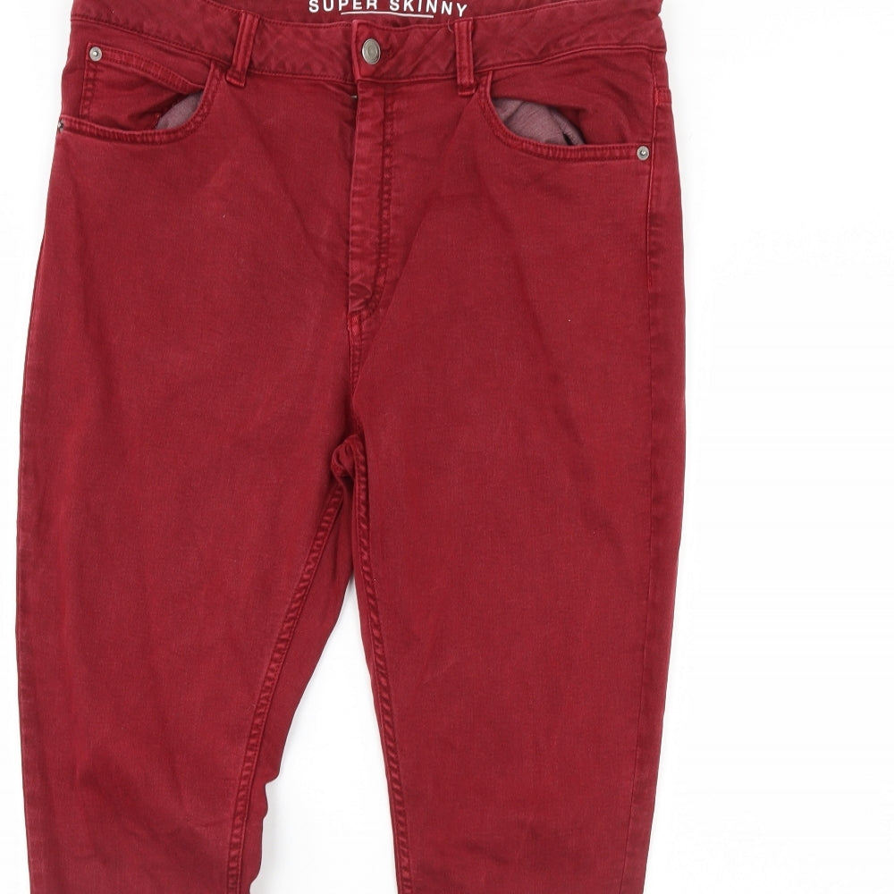 m&s Womens Red   Jegging Jeans Size 16 L30 in